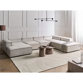 Sedací souprava Modulární pohovka taupe manšestrové čalounění 5místná rohová sedací souprava levostranná moderní styl obývací pokoj Beliani