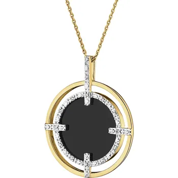 Přívěsek Zlatý přívěsek s diamanty a onyxem - ryzost 585 - 220.247