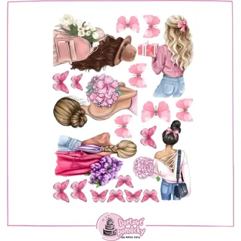 Jedlá dekorace na dort Dívčí motiv 1 - jedlý papír - Bez úprav