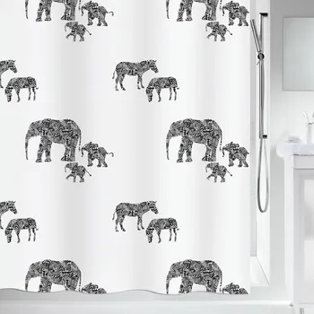 Sprchový závěs Spirella sprchový závěs SERENGETI, motiv zvířata, bílý, 180 x 200 cm, polyester