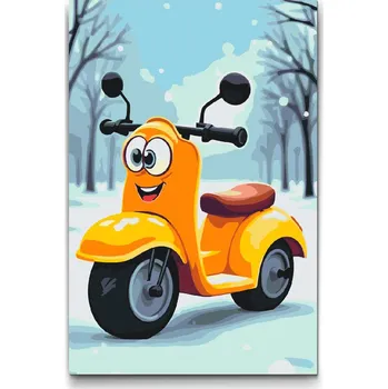 Malování podle čísel - Motorka pro děti Velikost: 20x30cm, Rámování: Pouze srolované plátno