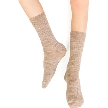 Dívčí tričko Dětské ponožky MERINO WOOL žebrované 130 MELANGE J.BEIGE 29-31