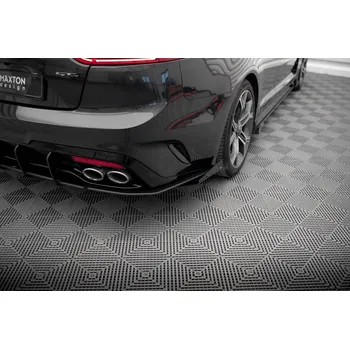 Auto-moto Maxton Design "Street Pro" boční difuzory pod zadní nárazník s křidélky pro Kia Stinger GT-Line, plast ABS bez povrchové úpravy, s červenou linkou