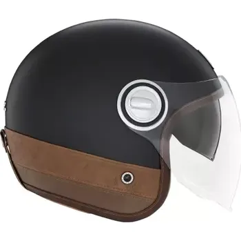 Helma na motorku BRUNOX přilba HERITAGE, NOX PREMIUM (černá matná, hnědá kůže, vel. XL) 2024