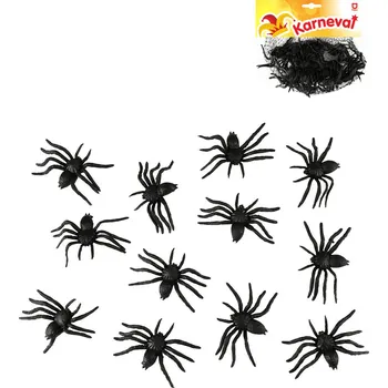 Figurka HRAČKY Pavouk černý 6cm zvířátko set 12ks Halloween dekorace