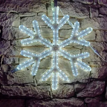 DECOLED LED světelná vločka V, závěsná 3D tisk, pr. 67 cm, ledově bílá