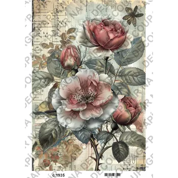Umělecký papír Rýžový a soft papír na decoupage - Vintage příroda - KB01935 Materiál: Soft, Rozměr: A4
