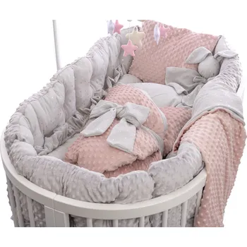 Hnízdečko pro miminko MIMOUŠEK Set do postýlky minky sépie mušelín šedý ledovec hvězdy