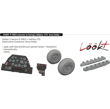 Plastikový model Eduard 1/72 P-51B/C exhausts w/ fairings LööKplus (ARMA HOBBY)