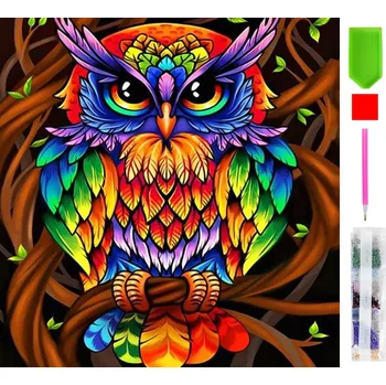 Real Home Diamantové vyšívání - vzor barevný sova 5D 112