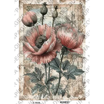 Umělecký papír Rýžový a soft papír na decoupage - Vintage příroda - KB01939 Materiál: Soft, Rozměr: A4