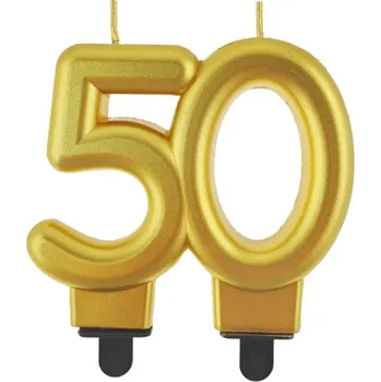 Dortová svíčka MZ Svíčka na dort "50" - čtyři druhy barev Barva: Zlatá
