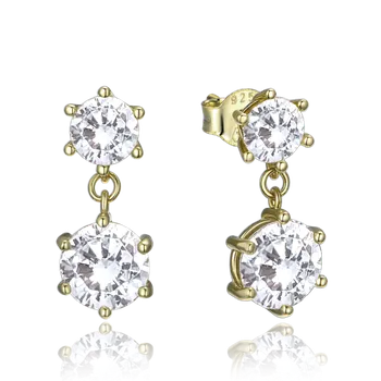 Souprava šperků MINET Luxusní pozlacené stříbrné náušnice s bílými zirkony JMAS0308GE01