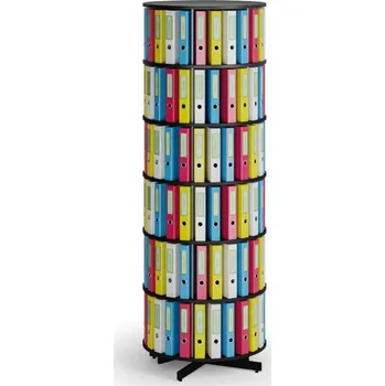 Prodejní regál Otočný regál na šanony, 6 pater, černý