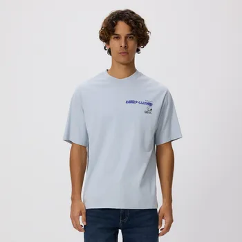 Pánské tričko Reserved - Bavlněné tričko Snoopy - bleděmodrá - 448EX-05X - 448EX-05X-XL