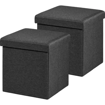 Obývací pokoj LIVARNO home Sada sedáků s úložným prostorem, černá, 2dílná