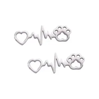 Náušnice Kočičí paní Náušnice s kočičí tlapkou a srdíčkem - chirurgická ocel - stříbrná, zlatá Barva: stříbrná