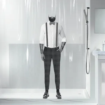 Sprchový závěs Spirella sprchový závěs DANDY, motiv muž, čirý, 180 x 200 cm, PEVA