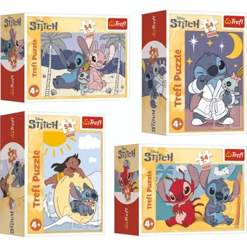 Puzzle Trefl PUZZLE Stitchova dobrodružství mini 20x13cm 54 dílků 4 druhy