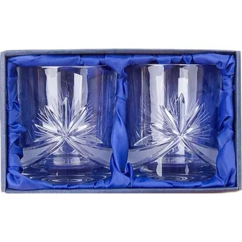 Sklenice ONTE CRYSTAL Broušené sklenice na whisky 330ml, Mašle Počet sklenic v balení: 2 sklenice v dárkové sadě
