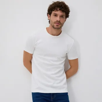 Pánské tričko Reserved - Strukturované tričko slim fit - krémová - 500EX-01X - 500EX-01X-S