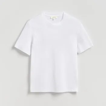 Pánské tričko Reserved - T‑shirt regular z interlokovým úpletem - bílá - 433GQ-00X - 433GQ-00X-M