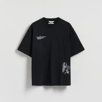 Pánské oblečení Reserved - Volnější tričko s potiskem - černý - 392EX-99X - 392EX-99X-XL