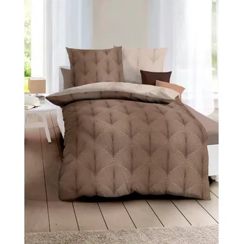 Povlečení Kaeppel Flanelové povlečení IKONE hnědé 140 x 200, 70 x 90 cm zipový uzávěr