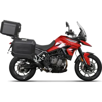 Zavazadlo na motocykl Kompletní sada černých hliníkových kufrů shad terra black , 48l topcase 36l/47l boční kufry, včetně montážní sady a plotny shad triumph tiger 900