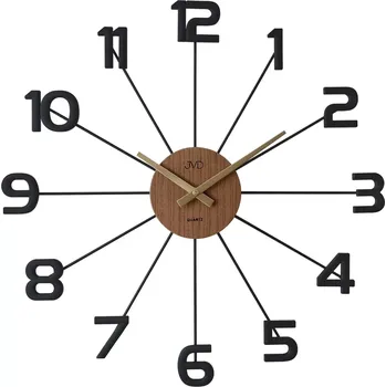 Hodiny JVD Designové kovové černo-hnědé paprskovité hodiny JVD HT118.1 ( )