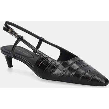 Dámské lodičky Kožené lodičky Tommy Hilfiger CROC SLINGBACK SLANTED HEEL hnědá barva, FW0FW08990 99X, EUR 37