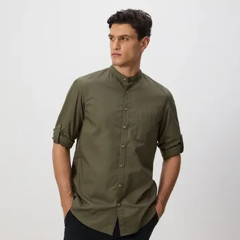 Pánská košile Reserved - Košile střihu regular se stojáčkem - tmavě zelená - 8453H-79X - 8453H-79X-XL