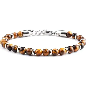 Náramek B-TOP Náramek z tygřího oka a nerezových korálků