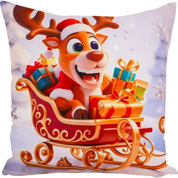 Polštář Vánoční polštář HAPPY DEER 40x40 cm Mybesthome Varianta: Povlak na polštář s prošívanou výplní, 40x40 cm