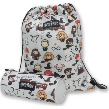 Penál Bioworld Set šedý s postavičkami - vak a pouzdro, Harry Potter