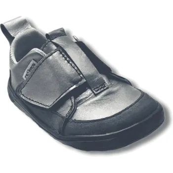 Dívčí polobotky PEGRES SBF 64 barefoot capáčky, Antracit Velikost: 21