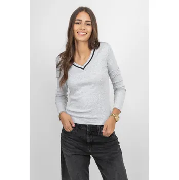 Dámské tričko Cross žebrované triko do V světle šedé Velikost: XS