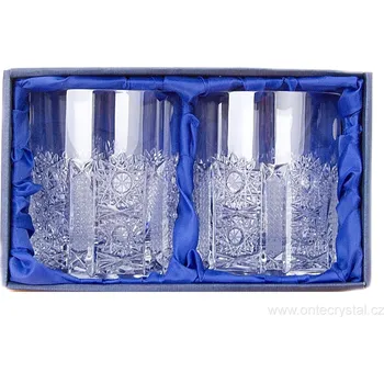 Sklenice ONTE CRYSTAL Broušené sklenice na whisky 330ml, Iris Počet sklenic v balení: 2 sklenice v dárkové sadě