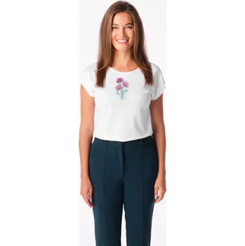 Dámské tričko CityZen ALTA Dámské tričko bílé s potiskem Kytice Velikost: 36