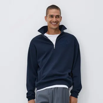 Pánská mikina Reserved - Mikina s výšivkou - tmavomodrá - 8108H-59X - 8108H-59X-XXL