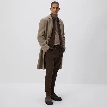 Pánské kalhoty Reserved - Kalhoty chino s&nbsp;slim nažehlenými puky - hnědá - 6690L-88X - 6690L-88X-L