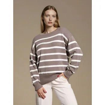 Dámský svetr Sinsay - Pruhovaný viskózový svetr - hnědá - 225GT-98P - 225GT-98P-XS