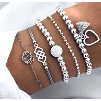 Náramek B-TOP Set boho náramků s korálky a přívěsky - 5 ks