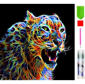 Výtvárné potřeby Real Home Diamantové vyšívání - vzor pantera 5D 47