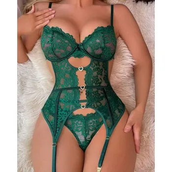 Komplet s podvazky L/XL Barva/velikost: Smaragdová L/XL