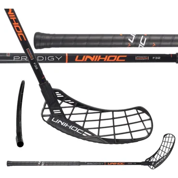 Florbalová hůl UNIHOC Stick Epic Prodigy 32 Black/Neon Orange 92 cm L - 92 (103) cm/Levá ruka dole