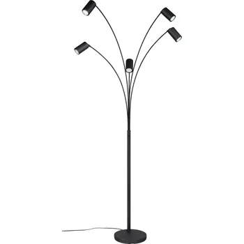 Stojací lampa Trio Leuchten 412400532 MARLEY black - Čtecí černá stojací pětiramenná lampa 5 x GU10, 200cm (Černá stojací pětiramenná lampa s vypínačem na lampě)
