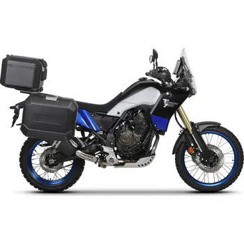 Zavazadlo na motocykl Kompletní sada černých hliníkových kufrů shad terra black, 37l topcase 36l/47l boční kufry, včetně montážní sady a plotny shad yamaha tenere 700 xtz690