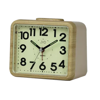 Budík JVD Ručkový analogový netikající tichý budík JVD SRP1080.1 s luminiscenčním displejem ( )
