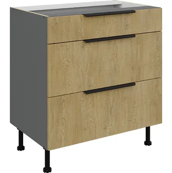 Kuchyňská linka Spodní skříňka Cremona ANT 80 D 3S BB - Premium Box Barva korpusu: Antracit, Barva dvířek: Dub Cremona